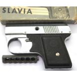 Boxed Slavia chrome starting pistol with loading block. P&P Group 1 (£14+VAT for the first lot