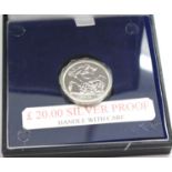 UK silver proof £20 coin, boxed. P&P Group 1 (£14+VAT for the first lot and £1+VAT for subsequent