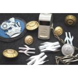 Collection of British Rail badges, uniform buttons and a BR issue whistle. P&P Group 1 (£14+VAT