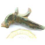 Roman Bronze Zoomorphic clasp Fibula - snakes head. P&P Group 1 (£14+VAT for the first lot and £1+