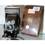 Zeiss Ikon Nettar folding camera with Nettar lens and case. P&P Group 1 (£14+VAT for the first lot