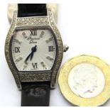 Sterling silver cased diamond set Precious Time ladies wristwatch. P&P Group 1 (£14+VAT for the
