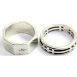 Two silver rings sizes P & Q. 16g. total. P&P Group 1 (£14+VAT for the first lot and £1+VAT for