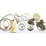 Four silver pendants on silver chains, total weight 28.1g. P&P Group 1 (£14+VAT for the first lot
