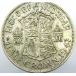 1941 - Silver Half Crown of King George VI. P&P Group 1 (£14+VAT for the first lot and £1+VAT for