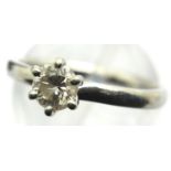 Platinum and diamond set solitaire ring, 0.5ct diamond, size M/N. P&P Group 1 (£14+VAT for the first