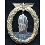 German WWII re-enactment Kriegsmarine Minesweeping badge. P&P Group 1 (£14+VAT for the first lot and