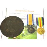 451470 PTE G A BERWICK 11 LONDON RGT, a British WWI medal pair comprising BWM and a named