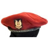 British military SAS red beret with embroidered badge. P&P Group 1 (£14+VAT for the first lot and £