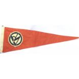 German Third Reich early reproduction large embroidered cotton SA pennant, stamped (indistinct) L: