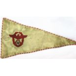 German Third Reich aged replica embroidered and braided NSKK pennant, L: 34 cm. P&P Group 1 (£14+VAT