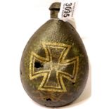 WWI Battlefield Relic Imperial German water bottle with later memorial painting. P&P Group 1 (£14+