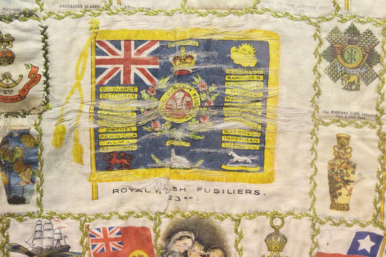 Framed montage of Kensitas silks centred on the Welsh Fusiliers, silks in mixed conditions. P&P - Image 2 of 2