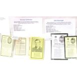 Three German WWII wartime obituary notice cards, relating to Wilhelm Reisinger, Michael Grillmeier
