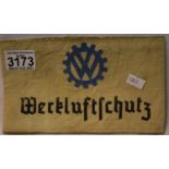 German WWII aged replica printed VW (factory) Werkluftschutz armband, stamped. P&P Group 1 (£14+