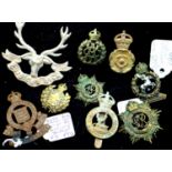 Nine mixed British military cap badges in varying condition. P&P Group 1 (£14+VAT for the first