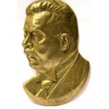 German Weimar Republic cast brass wall mounting profile of Friedrich Ebert, President of the