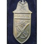 German WWII re-enactment Narvik shield mounted on cloth. P&P Group 1 (£14+VAT for the first lot