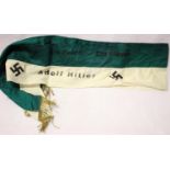 German WWII re-enactment printed fringed scarf or sash, of two piece construction. P&P Group 1 (£