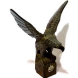 Bavarian carved eagle desk ornament, surmounted with a Wehrmacht 1940 badge, H: 22 cm. P&P Group