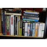 Shelf of WWII military and military history books. Not available for in-house P&P, contact Paul O'