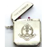 1913 dated hallmarked silver vesta case. Inscribed with the Middlesex cap badge and a verse from a
