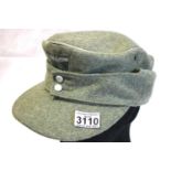 German WWII re-enactment M35 field cap, with silver NCO braid. P&P Group 1 (£14+VAT for the first