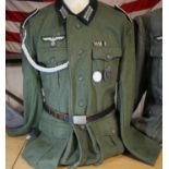 German WWII representation Infantry M36 tunic, with medal bar, Infantry Assault award, silver