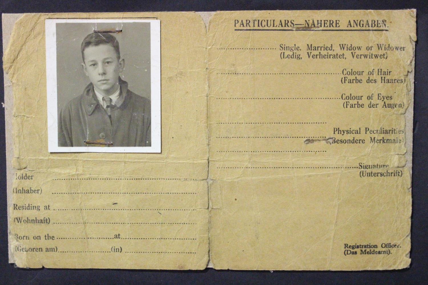 German WWII Jersey Occupation identity card (ink faded), with a copy of cover. P&P Group 1 (£14+ - Image 2 of 3