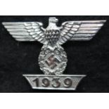 German WWII re-enactment Iron Cross first class spange. P&P Group 1 (£14+VAT for the first lot