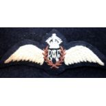British WWII re-enactment embroidered RAF wings. P&P Group 1 (£14+VAT for the first lot and £1+VAT