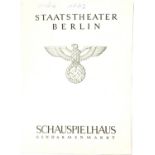 German Third Reich Staatstheater Berlin programme, inscribed and dated 1942 to the cover. P&P