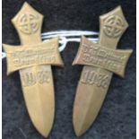 Two 1938 dated Austrian Third Reich rally pins. P&P Group 1 (£14+VAT for the first lot and £1+VAT