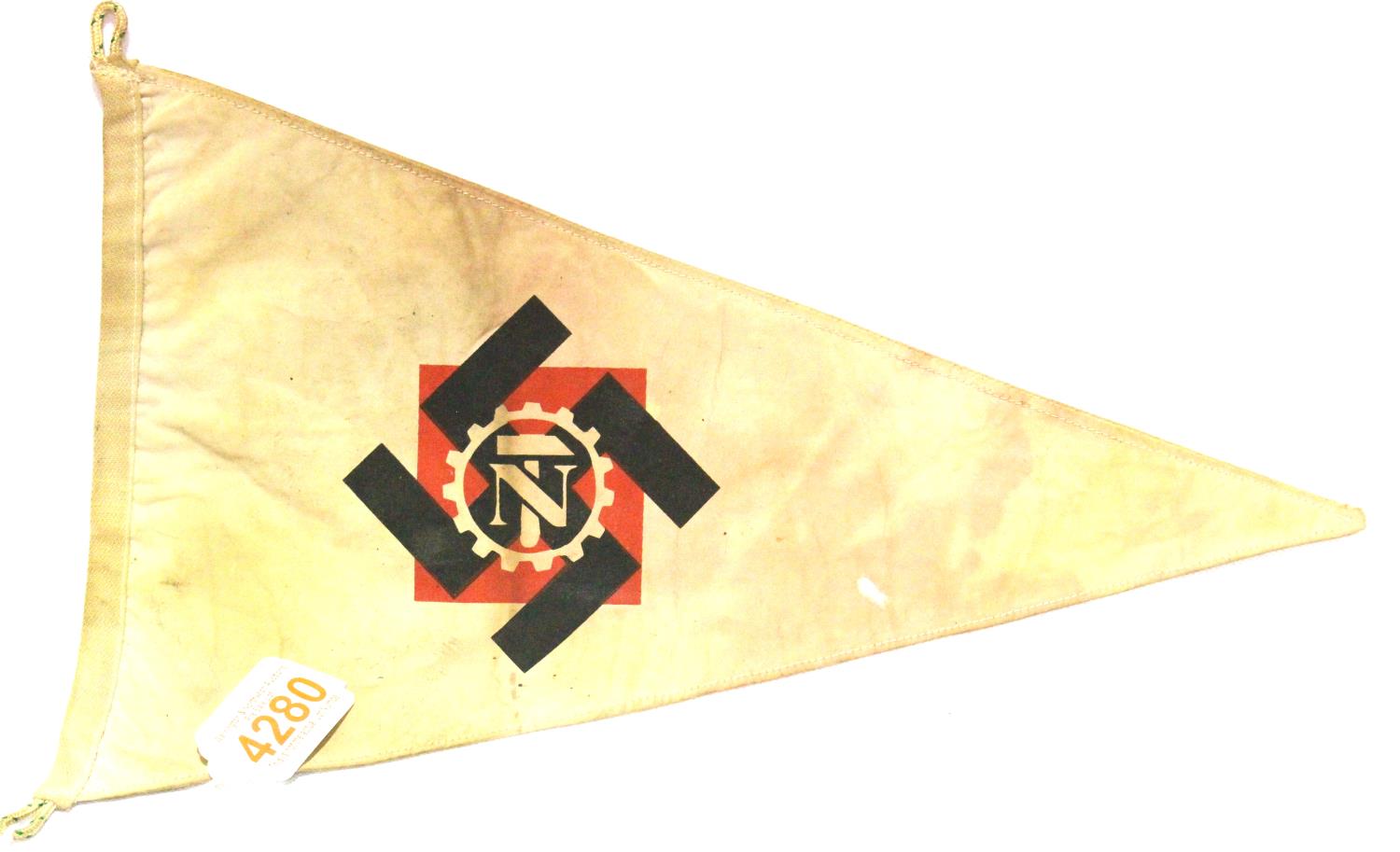 German WWII Teno re-enactment printed pennant, L: 35 cm. P&P Group 1 (£14+VAT for the first lot