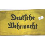 German WWII aged replica printed Deutsche Wehrmacht armband. P&P Group 1 (£14+VAT for the first