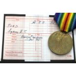 M2/137529 PTE S E T FORD ASC, British Victory medal with information. P&P Group 1 (£14+VAT for the