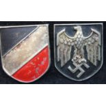 German WWII Afrika Korps replacement tropical helmet badges. P&P Group 1 (£14+VAT for the first