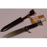 German Third Reich early Hitler Youth dagger with steel scabbard and brown leather frog, the blade