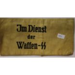 German WWII aged replica Jm Dienst der Waffen SS armband. P&P Group 1 (£14+VAT for the first lot and