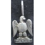 Royal Scots Greys 19th century collar badge on a silver curved clip. P&P Group 1 (£14+VAT for the