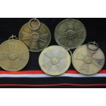 Five German WWII unissued Merit medals with length of ribbon. P&P Group 1 (£14+VAT for the first lot