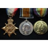 103057 PTE T ROOKER RWR, a British WWI later named medal trio comprising 1914-15 Star, BWM and