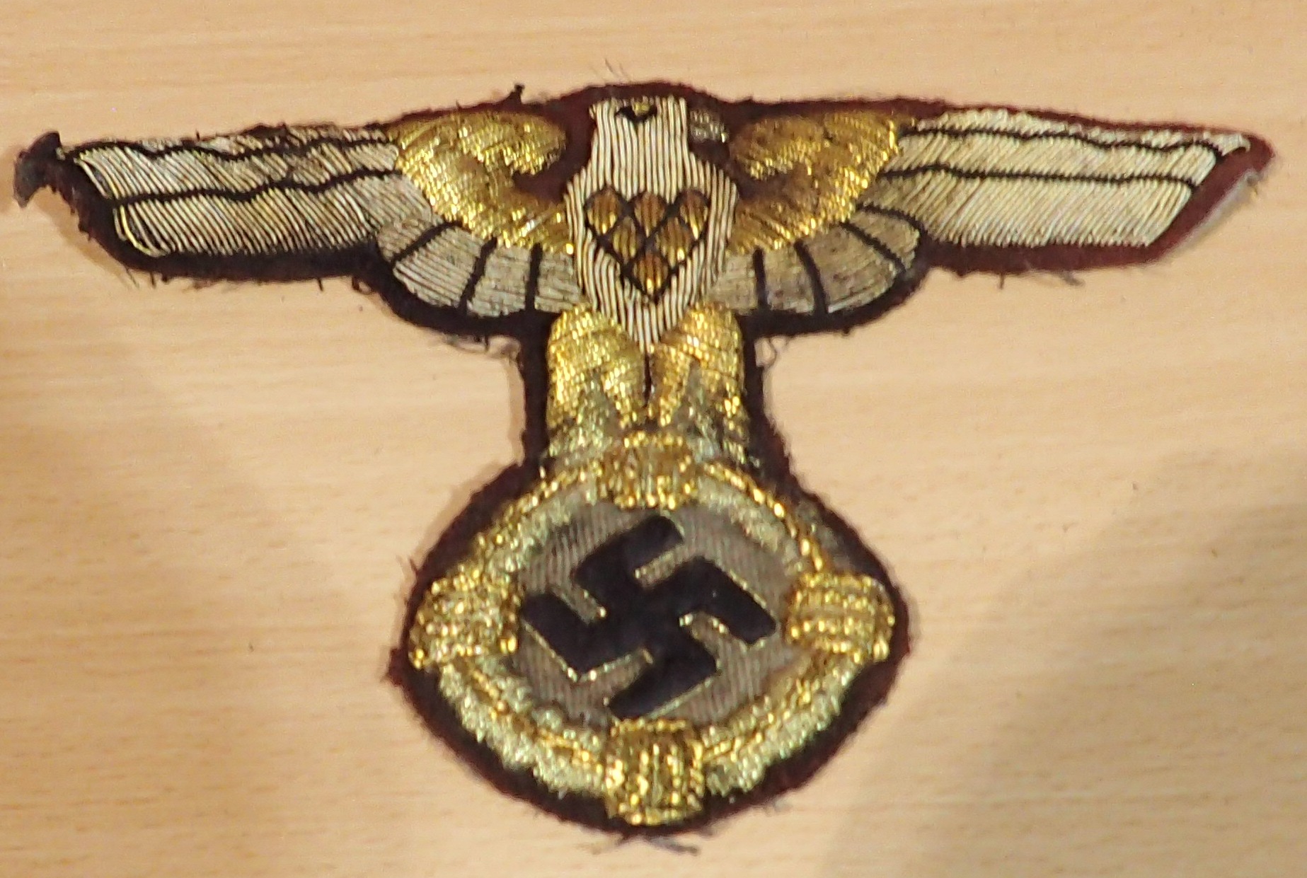 German Third Reich SA large embroidered cloth eagle, possibly removed from a flag or large