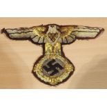German Third Reich SA large embroidered cloth eagle, possibly removed from a flag or large