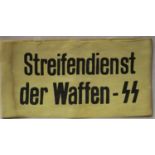 German WWII aged replica printed Streifendienst der Waffen SS armband. P&P Group 1 (£14+VAT for