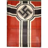 German WWII aged reproduction printed cotton Reichskriegsflagge battle flag, 90 x 140 cm. P&P