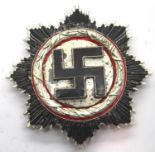 German WWII early replica enamelled metal Deutches Kreuz silver grade, marked 1 verso. P&P Group