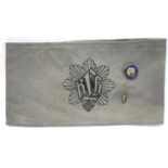 German WWII reproduction printed Reichsluftshutzbund armband, with an earlier enamelled stick pin.