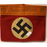 German WWII re-enactment embroidered wool Teno Oberlagerfuhrer armband. P&P Group 1 (£14+VAT for the