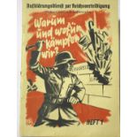 German Third Reich propaganda booklet Warum und Wofür Kämpfen wir, cover split down seam. P&P Group